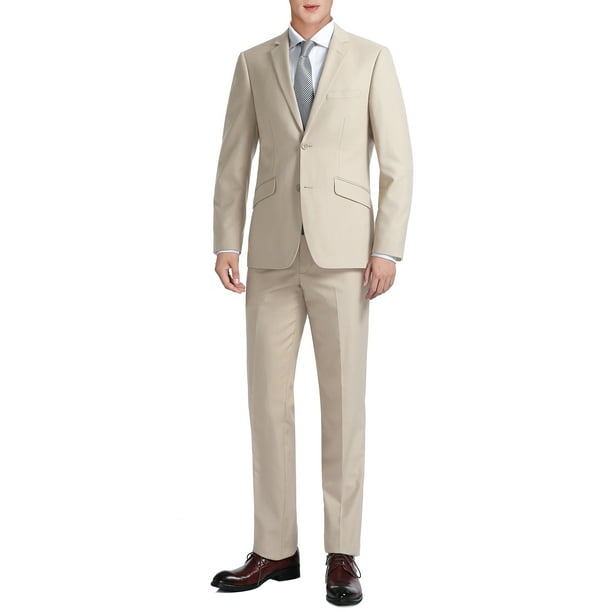 Fieer Mens Oversized Lapel Button Lounge Solid Slim Fit 2-Piece Suit Set 